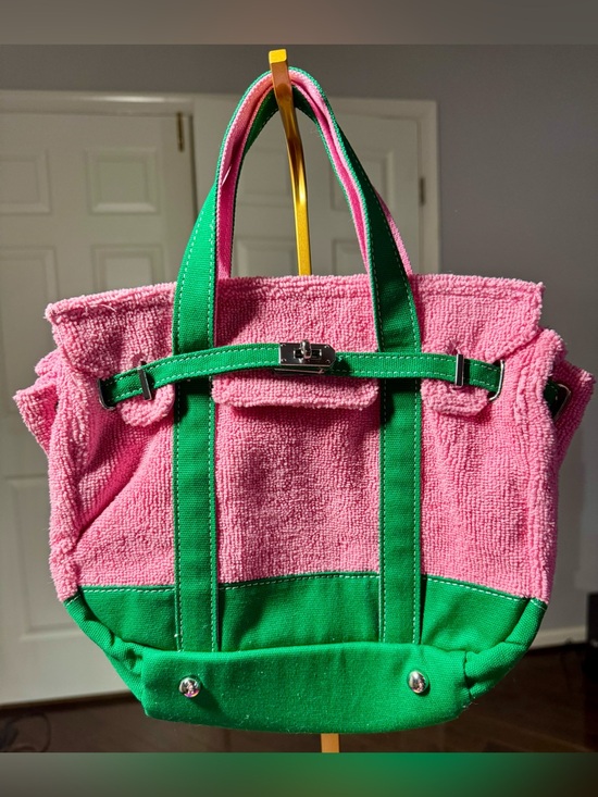 Source Unknown Handbags - NWOT Sunwin Madaket Terry Cloth Boatkin Mini Tote Pink Green